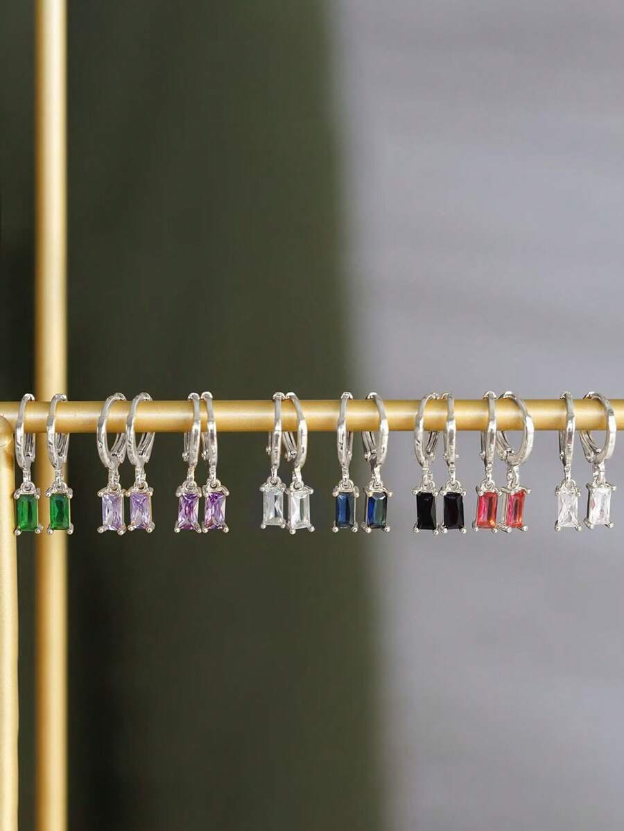 Tipo di stile:Orecchini geometrici rettangolari lucidi