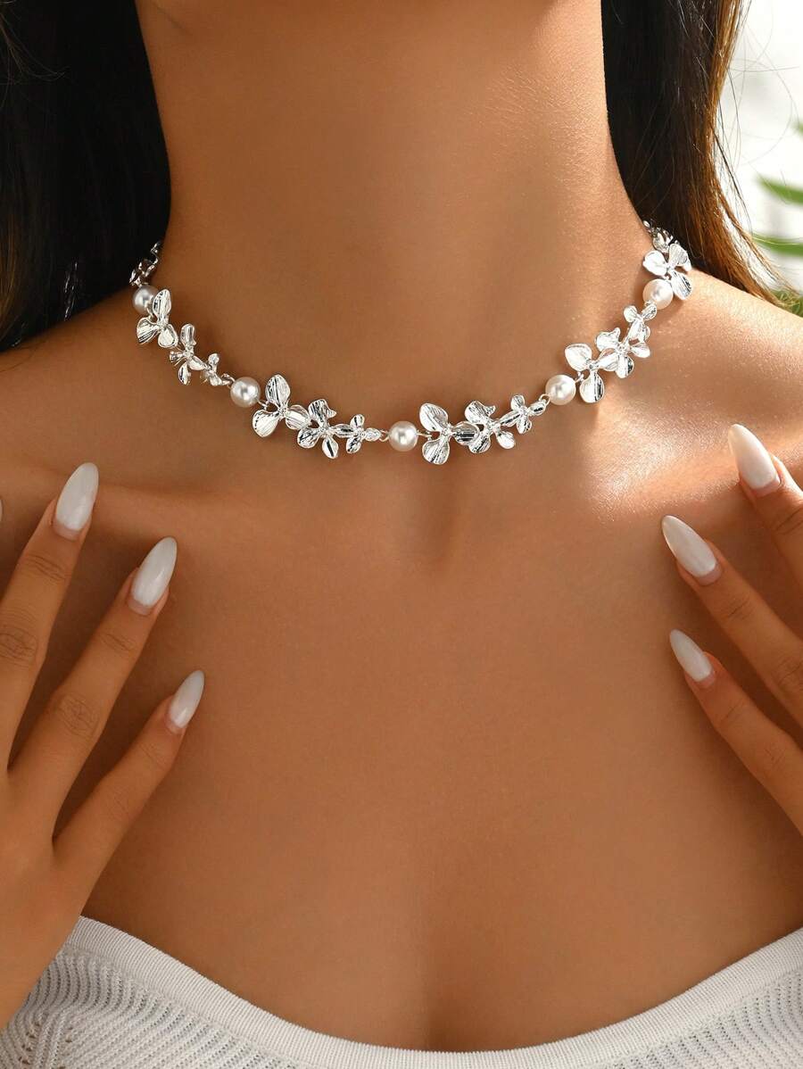 Tipo di stile:Perle finte + fiori
