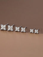 Tipo di stile:Set di sei orecchini in argento con quadrifoglio