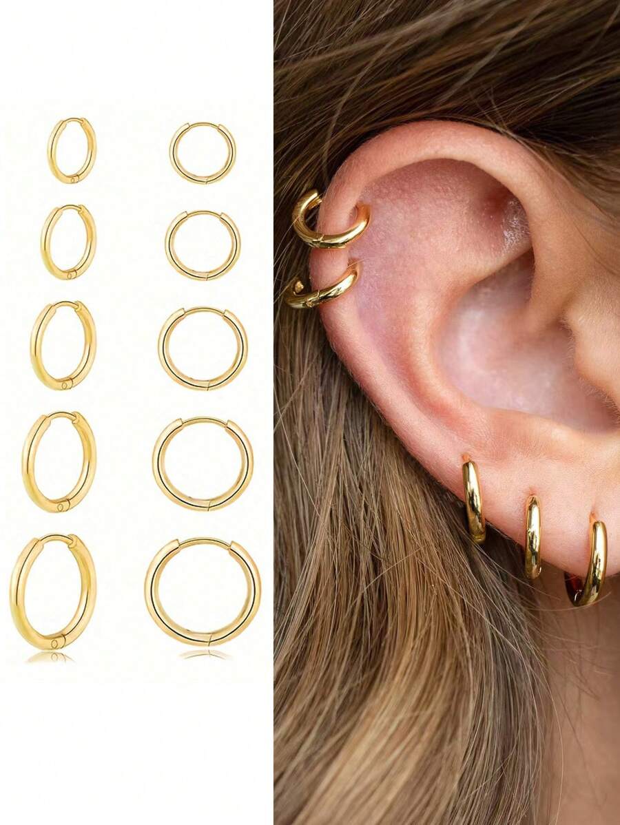 Tipo di stile:5 paia di orecchini a cerchio