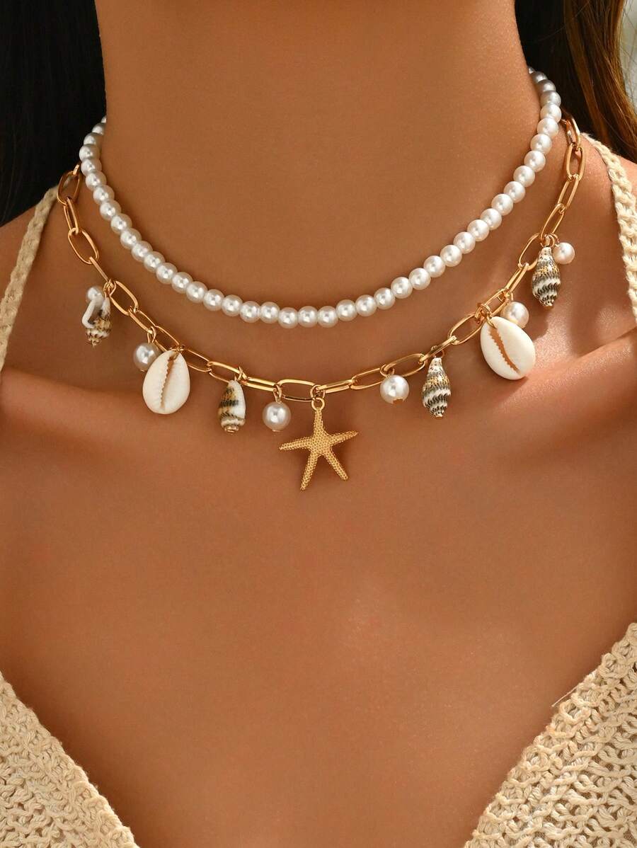 Tipo di stile:Perla imitazione + conchiglia