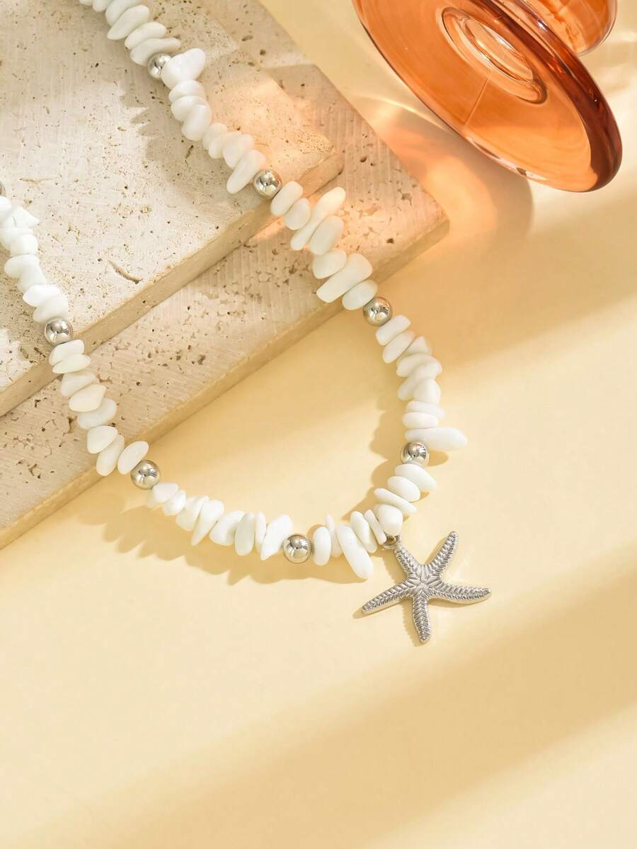 Tipo di stile:turchese bianco + stella marina 1