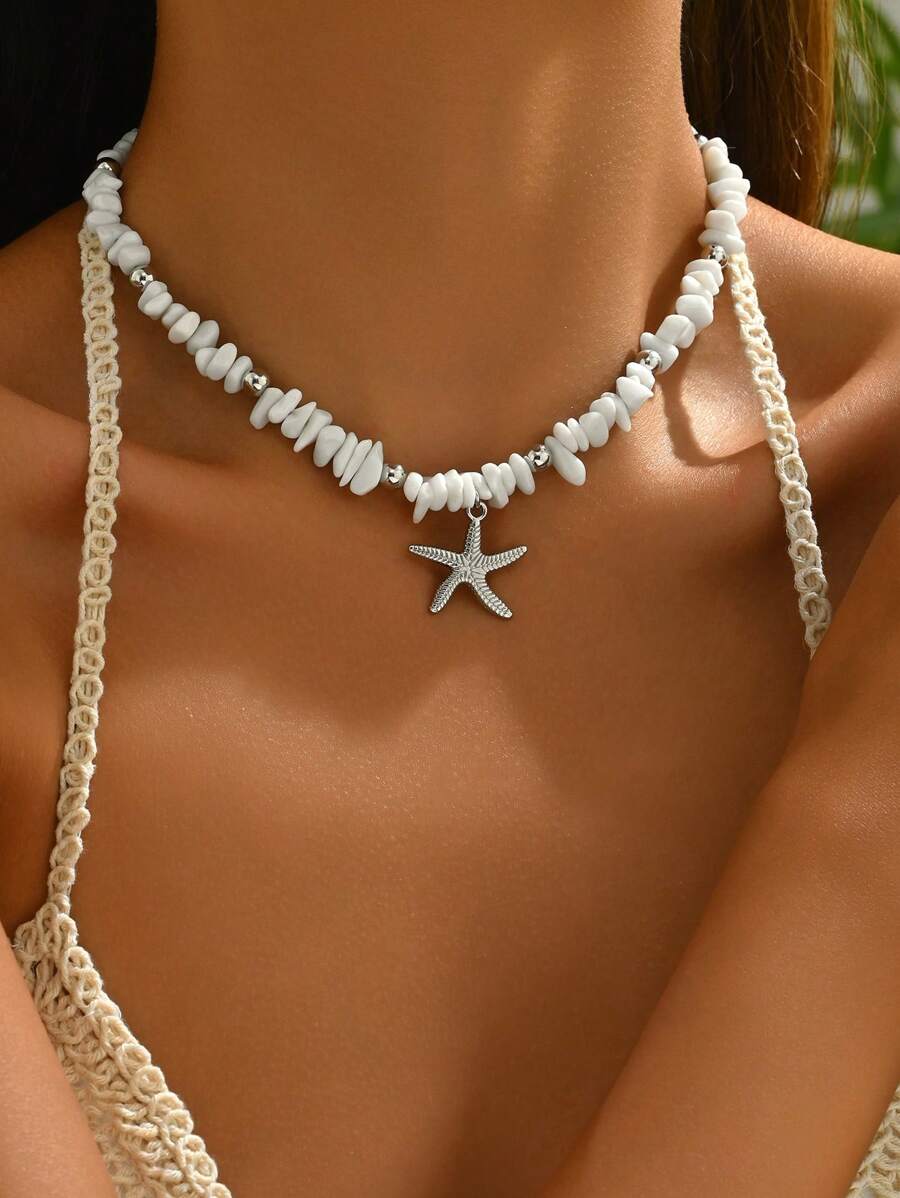 Tipo di stile:turchese bianco + stella marina 1