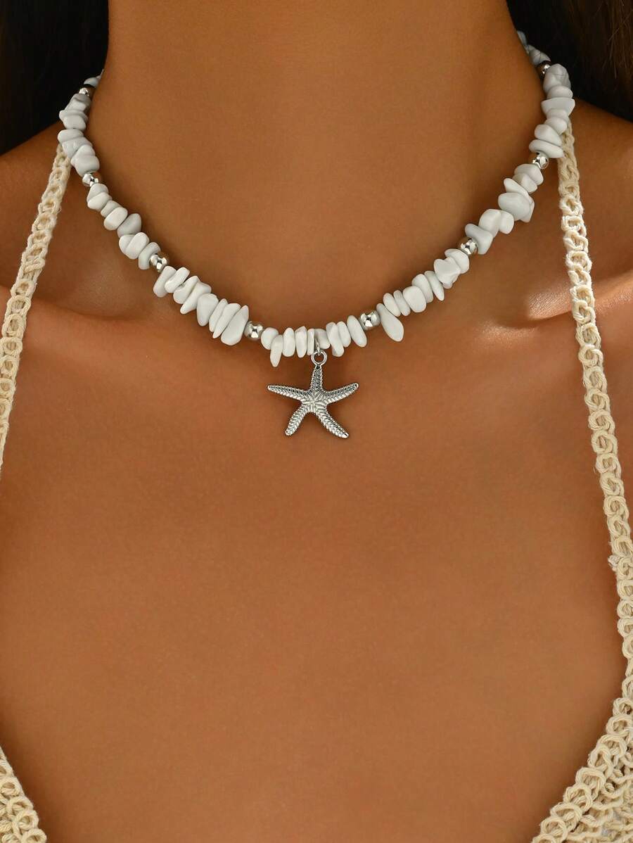 Tipo di stile:turchese bianco + stella marina 1