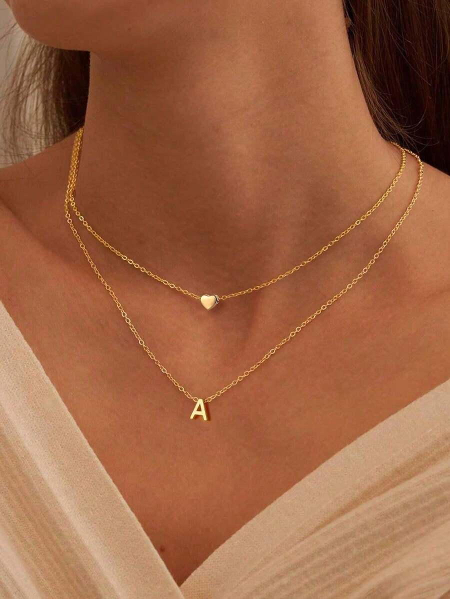 Tipo di stile:Collana con doppia lettera d'amore