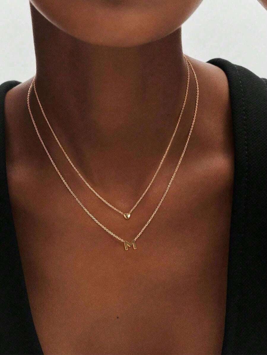 Tipo di stile:Collana con doppia lettera d'amore