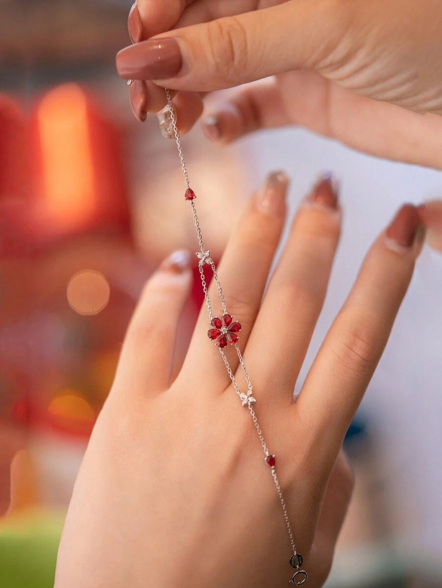 Tipo di stile:Bracciale floreale a sei petali da donna