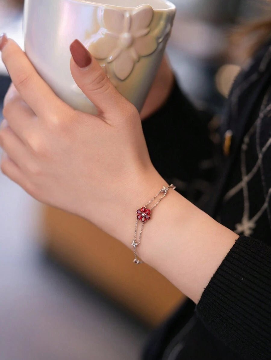 Tipo di stile:Bracciale floreale a sei petali da donna