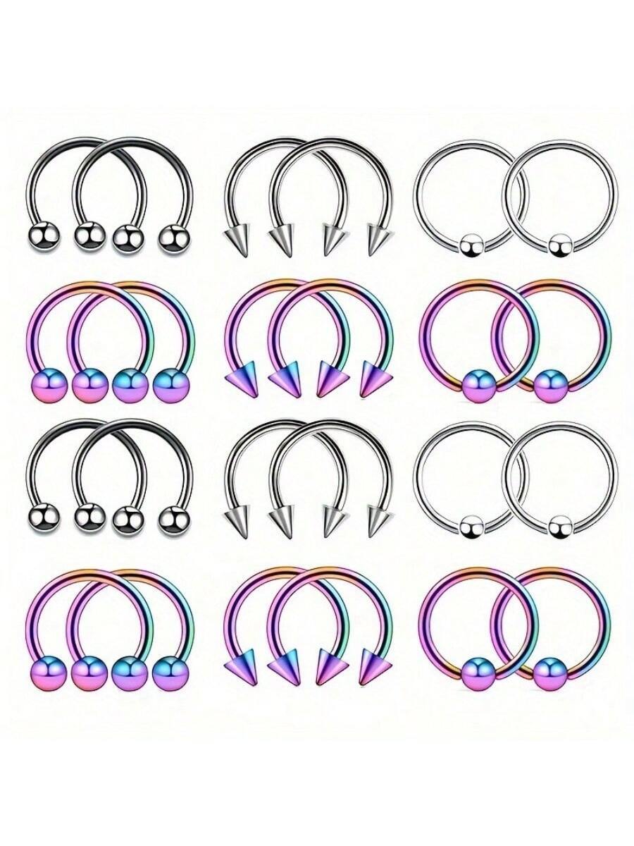 Tipo di stile:24 anelli per naso penetranti