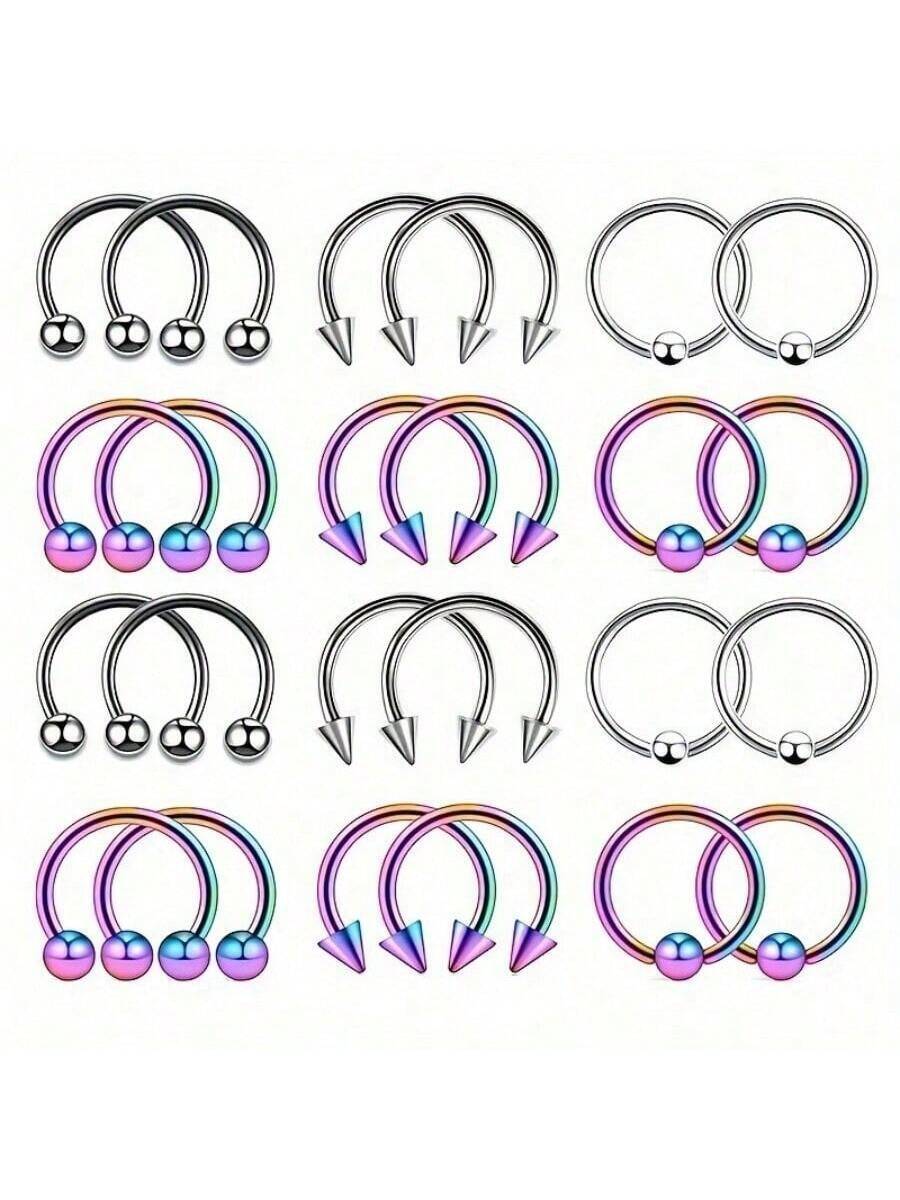 Tipo di stile:24 anelli per naso penetranti
