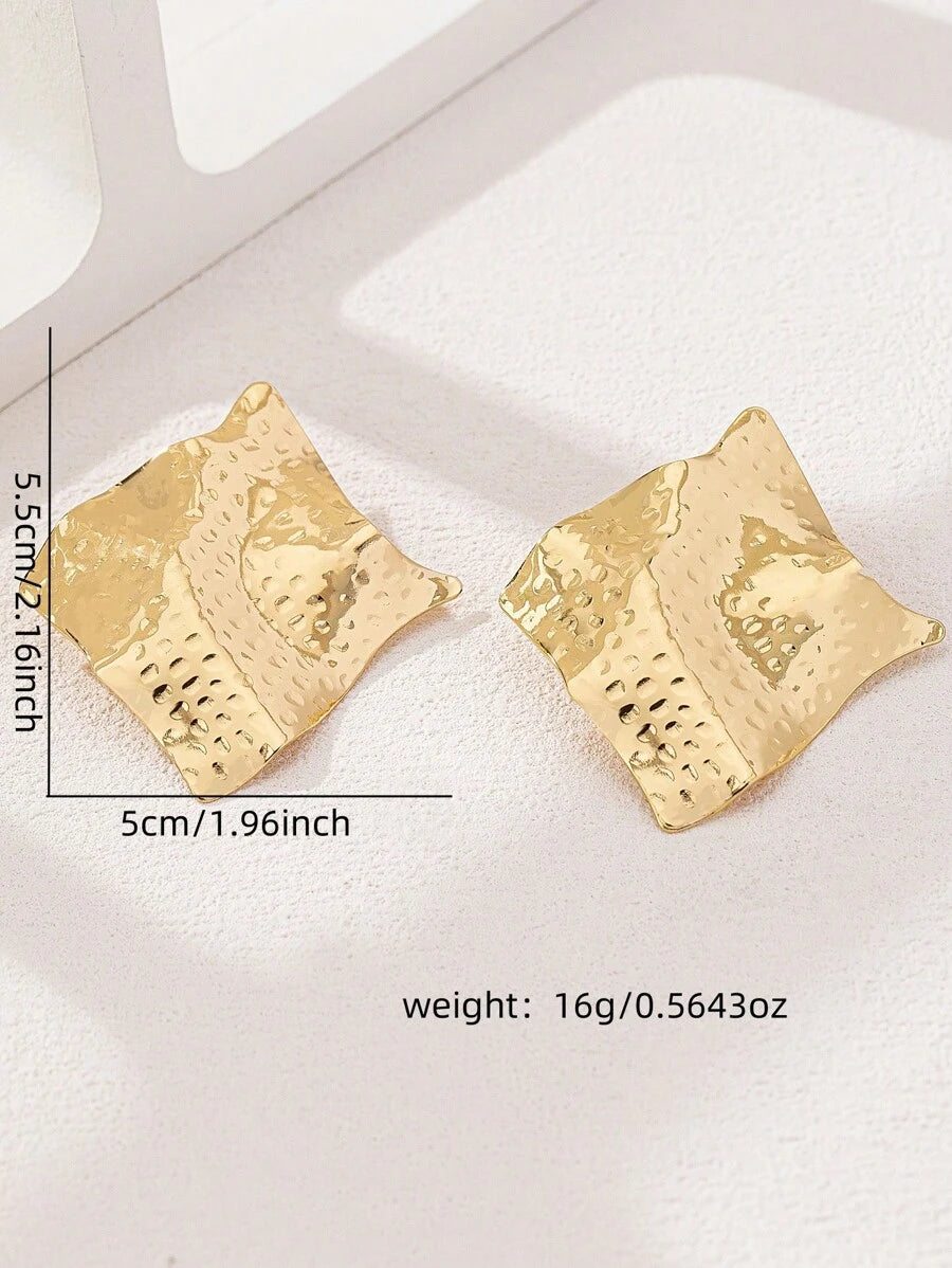 Colore:Orecchini a bottone quadrati geometrici in oro