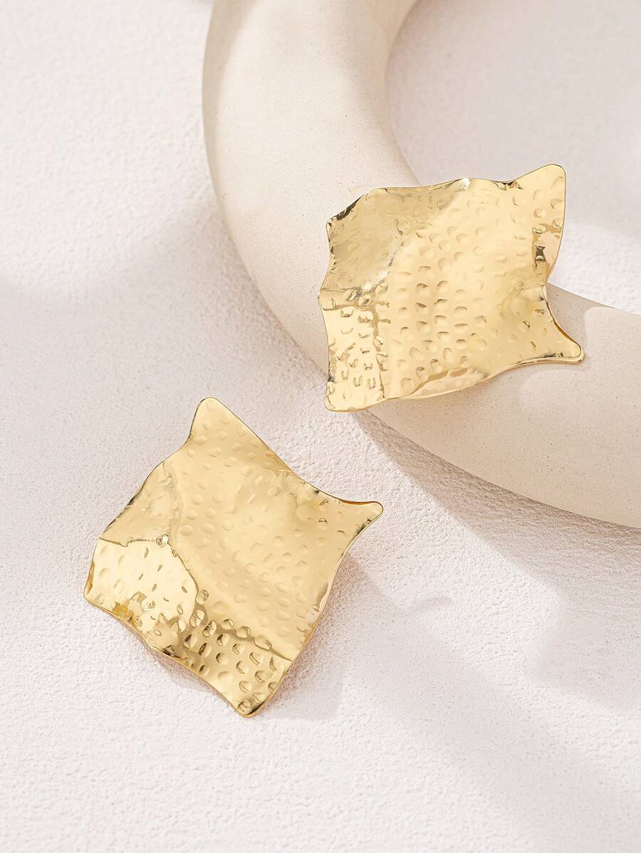 Colore:Orecchini a bottone quadrati geometrici in oro