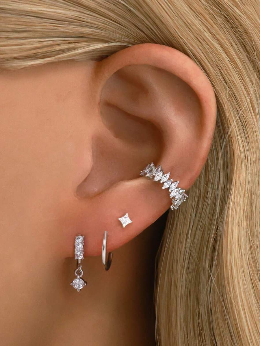 Tipo di stile:Clip per orecchio interamente in zirconio con occhio di cavallo