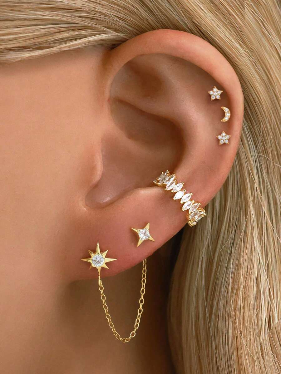 Tipo di stile:Clip per orecchio interamente in zirconio con occhio di cavallo