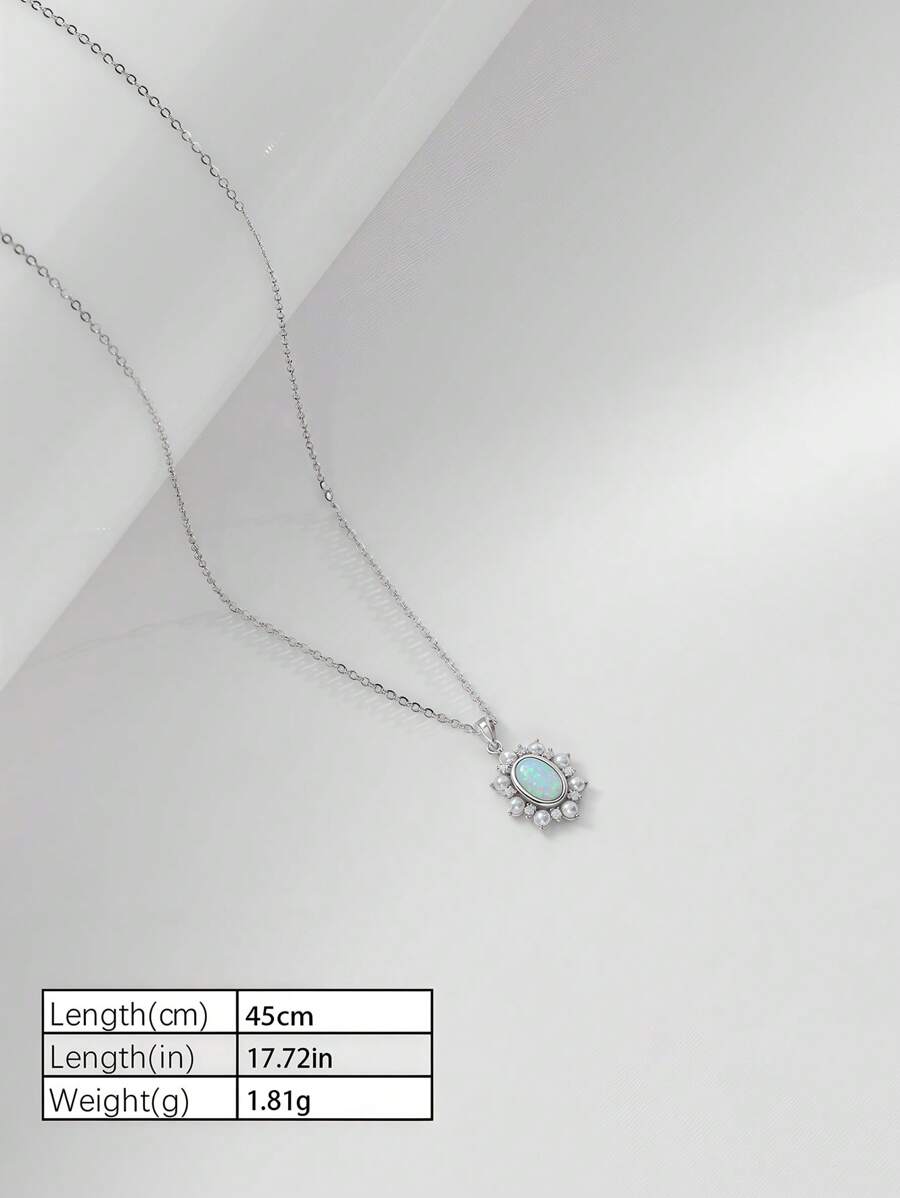 Tipo di stile:Collana con opale ovale e perle a cerchio completo