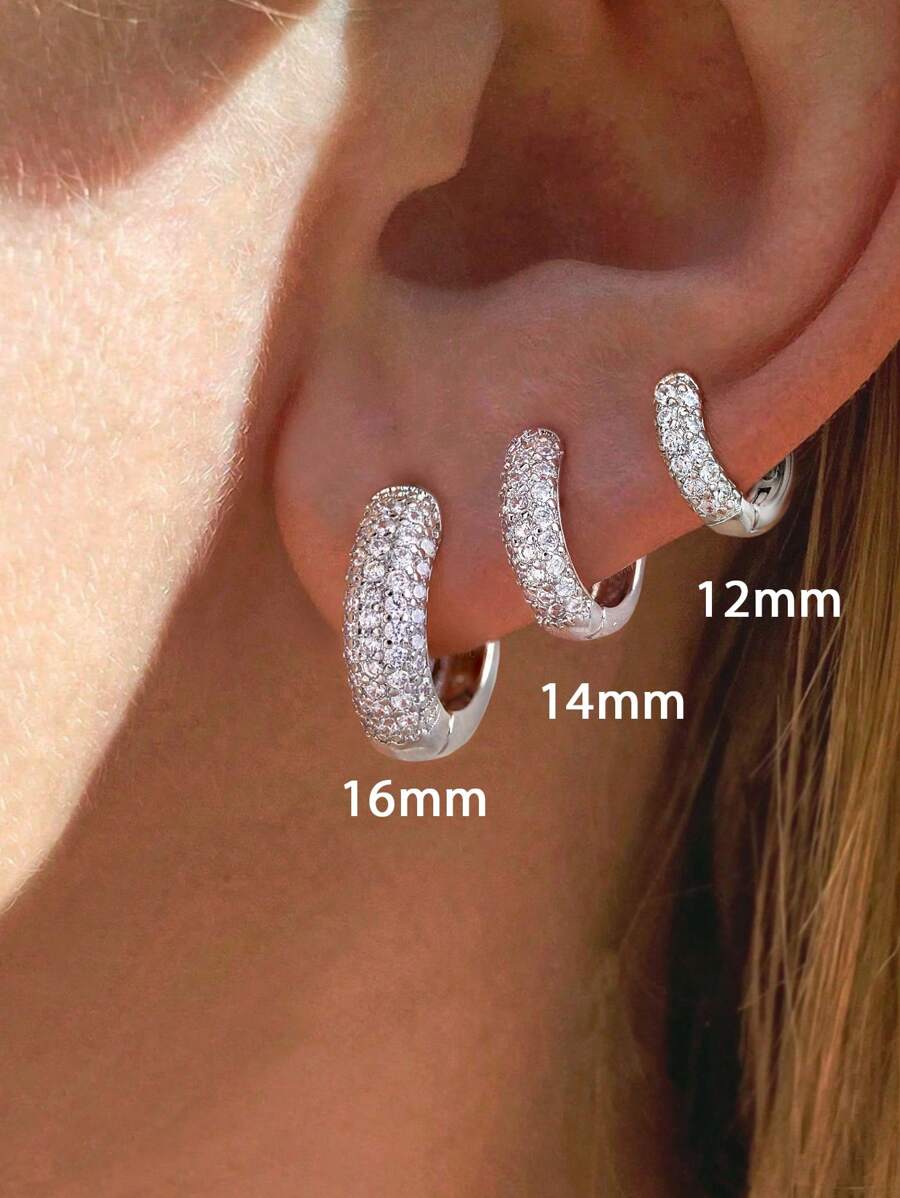 Tipo di stile:Orecchini rotondi a mezzo cerchio con diamanti pieni