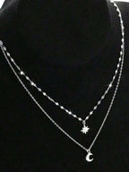 Tipo di stile:Collana in argento a doppio strato con stella e luna