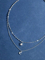 Tipo di stile:Collana in argento a doppio strato con stella e luna
