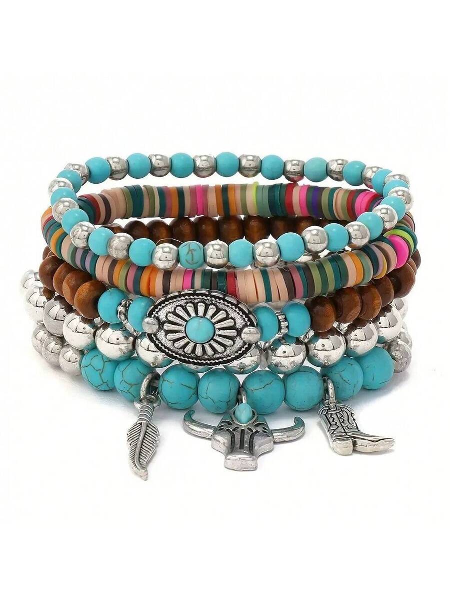 Tipo di stile:Set di bracciali imitazione turchese con testa di toro