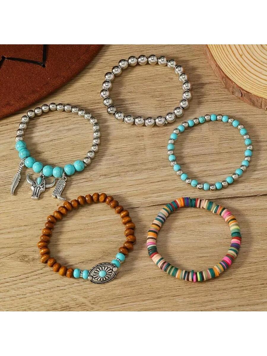 Tipo di stile:Set di bracciali imitazione turchese con testa di toro