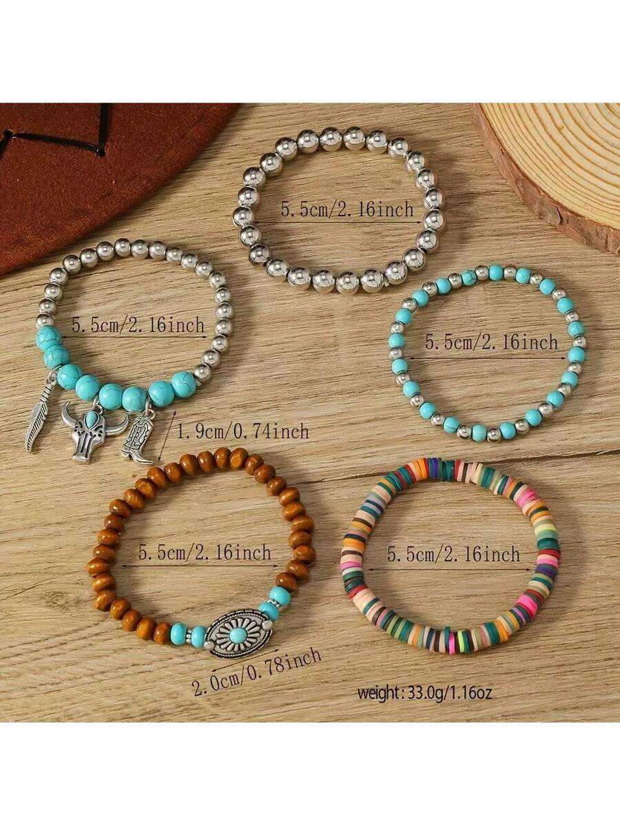 Tipo di stile:Set di bracciali imitazione turchese con testa di toro