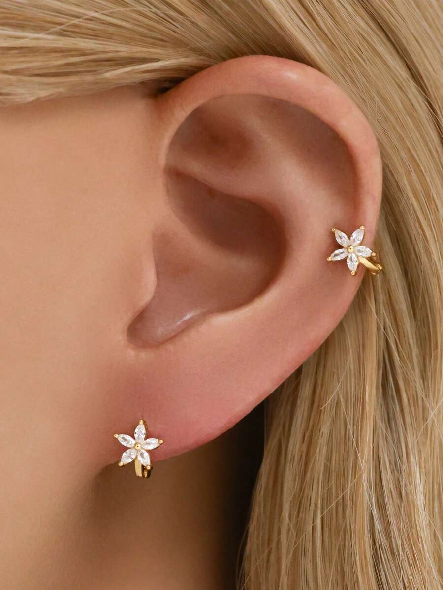 Tipo di stile:Orecchini a forma di fiore a cinque foglie