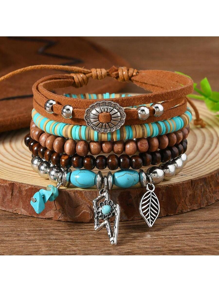 Tipo di stile:Set di bracciali con fiori di perline di legno