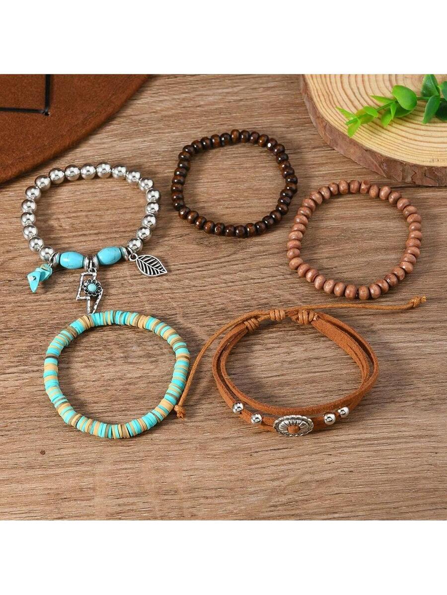 Tipo di stile:Set di bracciali con fiori di perline di legno