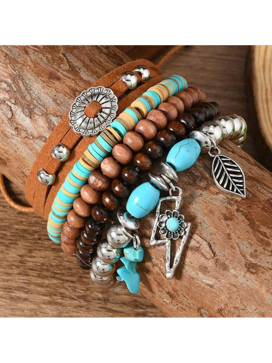 Tipo di stile:Set di bracciali con fiori di perline di legno