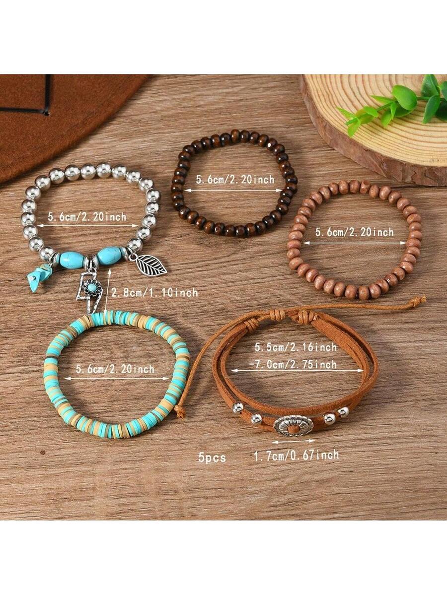 Tipo di stile:Set di bracciali con fiori di perline di legno