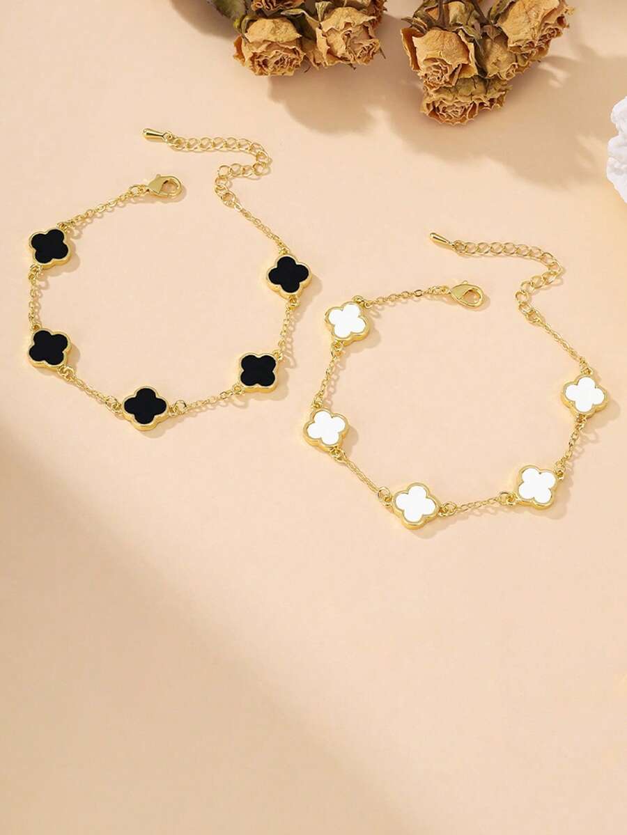 Tipo di stile:Bracciale fiore a quattro foglie