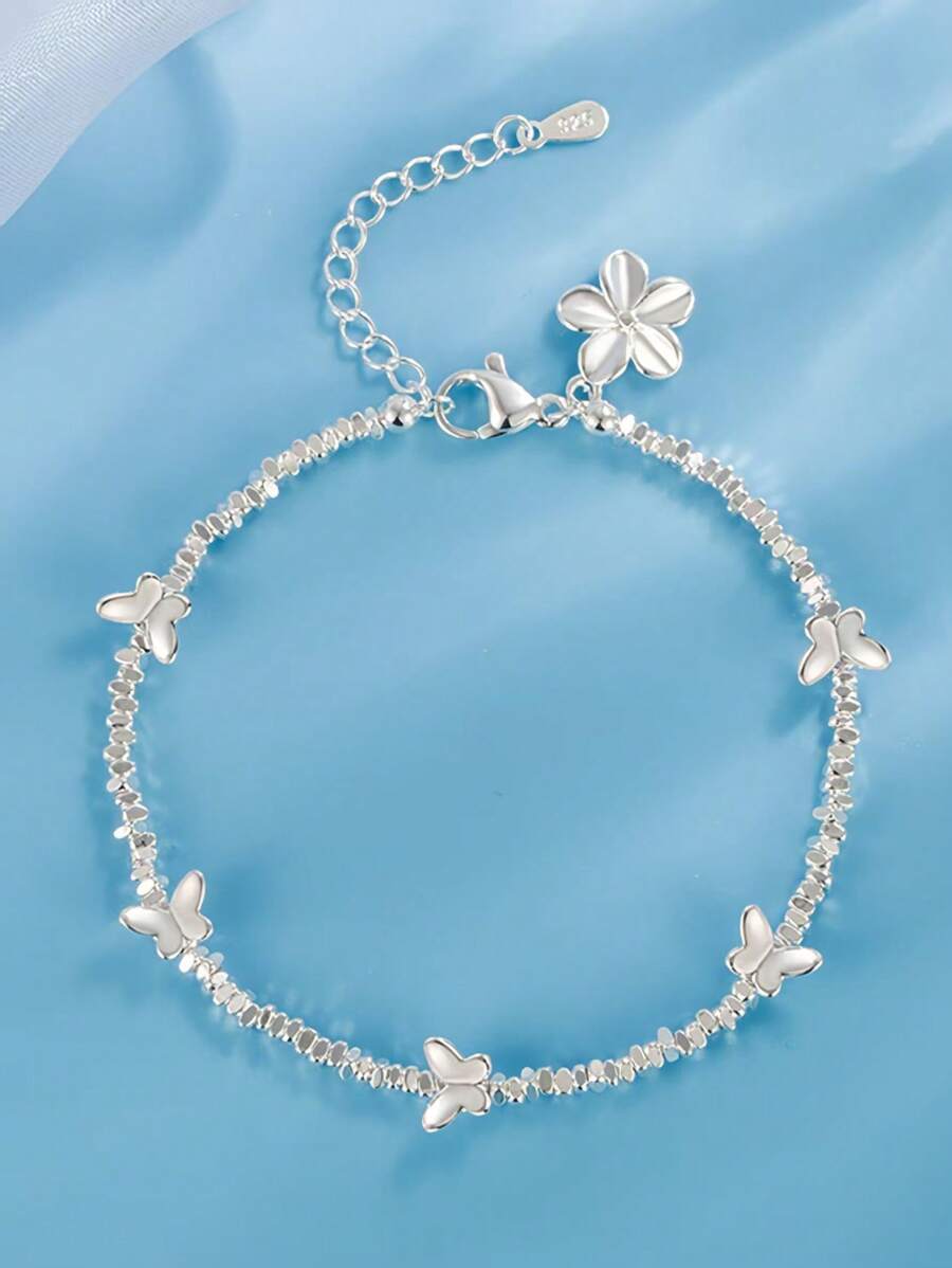 Tipo di stile:Bracciale in argento con fiore a farfalla