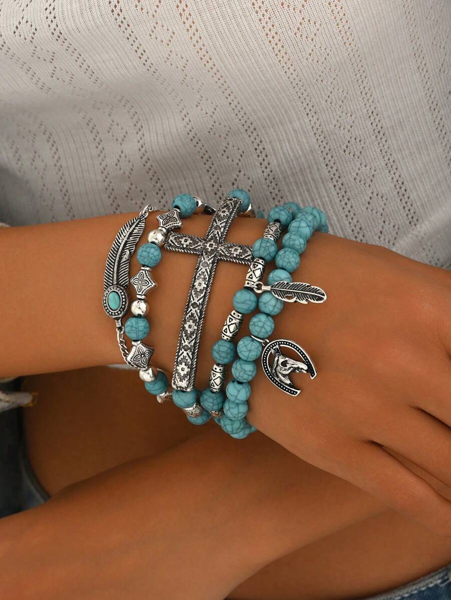 Tipo di stile:Set di bracciali a ferro di cavallo con piume