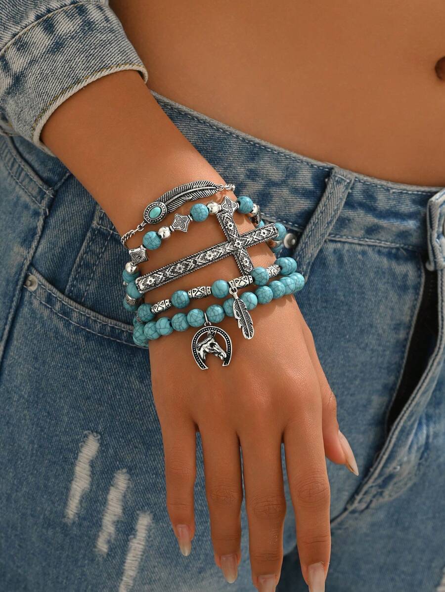 Tipo di stile:Set di bracciali a ferro di cavallo con piume