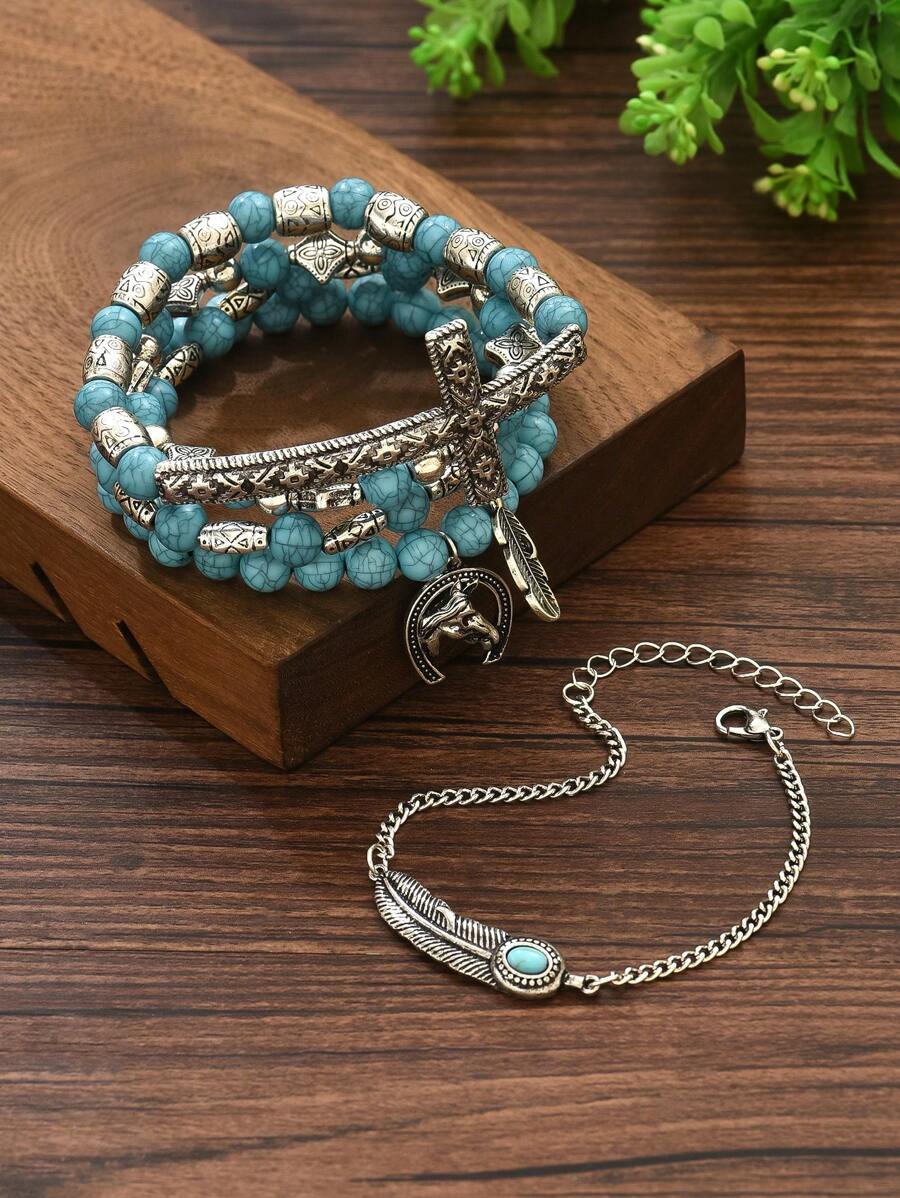 Tipo di stile:Set di bracciali a ferro di cavallo con piume