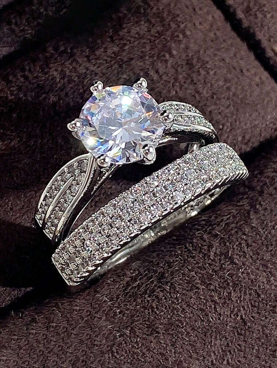 Tipo di stile:Anello doppio di lusso a sei griffe