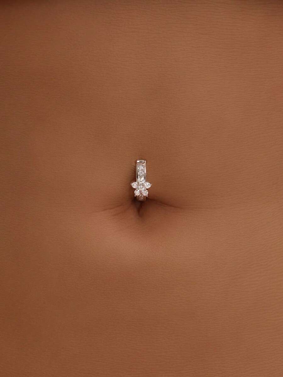 Tipo di stile:Anello per ombelico con zirconi a forma di fiore