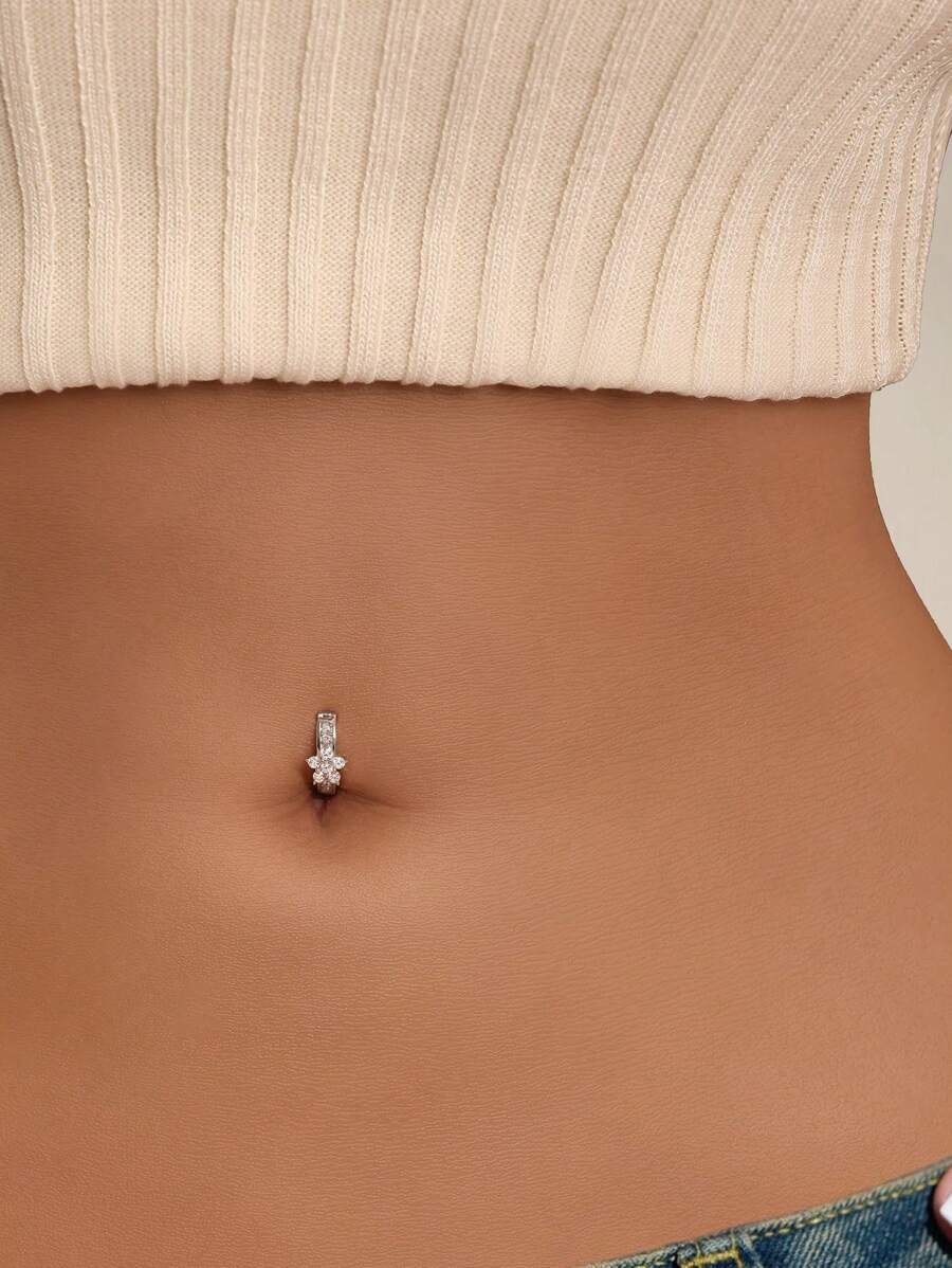 Tipo di stile:Anello per ombelico con zirconi a forma di fiore