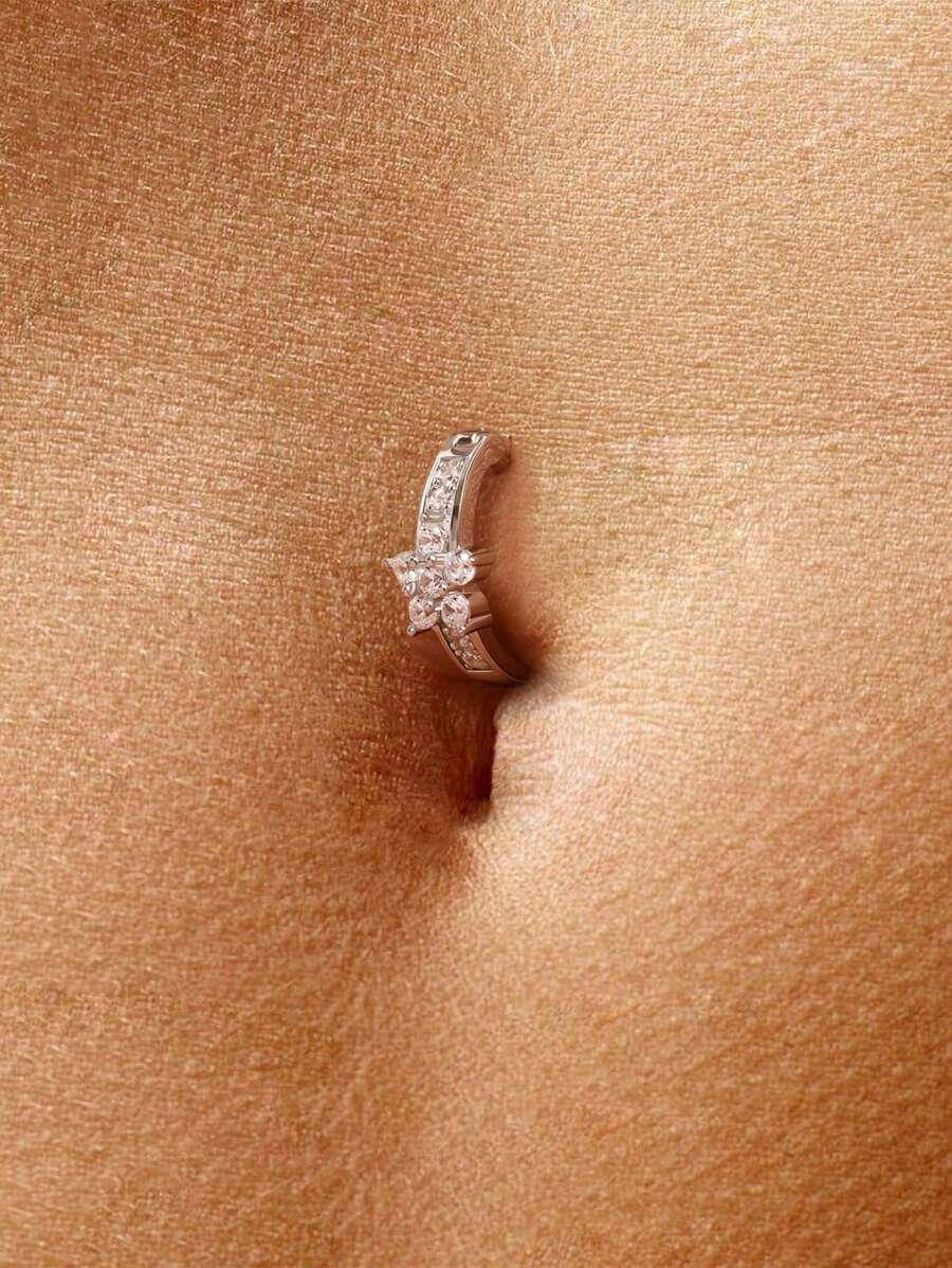 Tipo di stile:Anello per ombelico con zirconi a forma di fiore