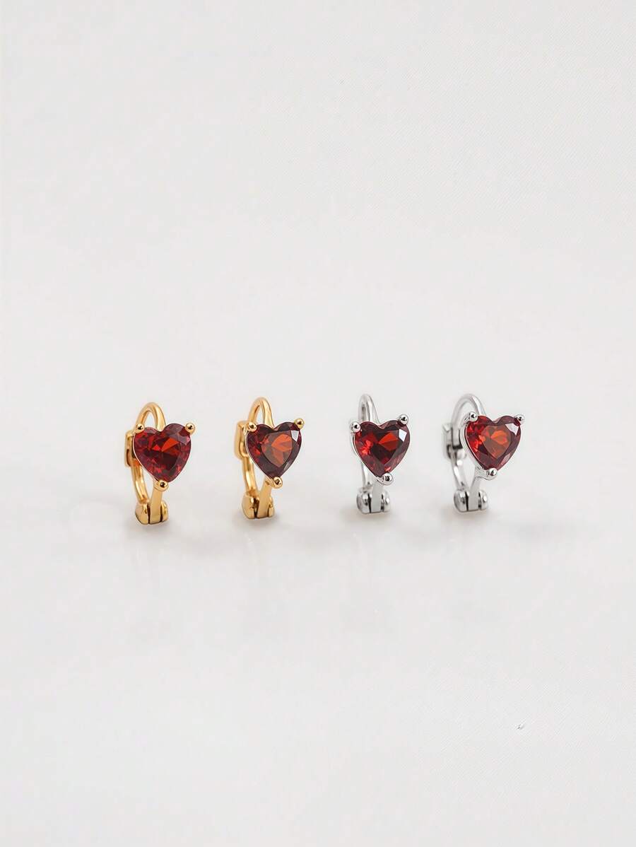 Tipo di stile:Orecchini a forma di cuore con rubino