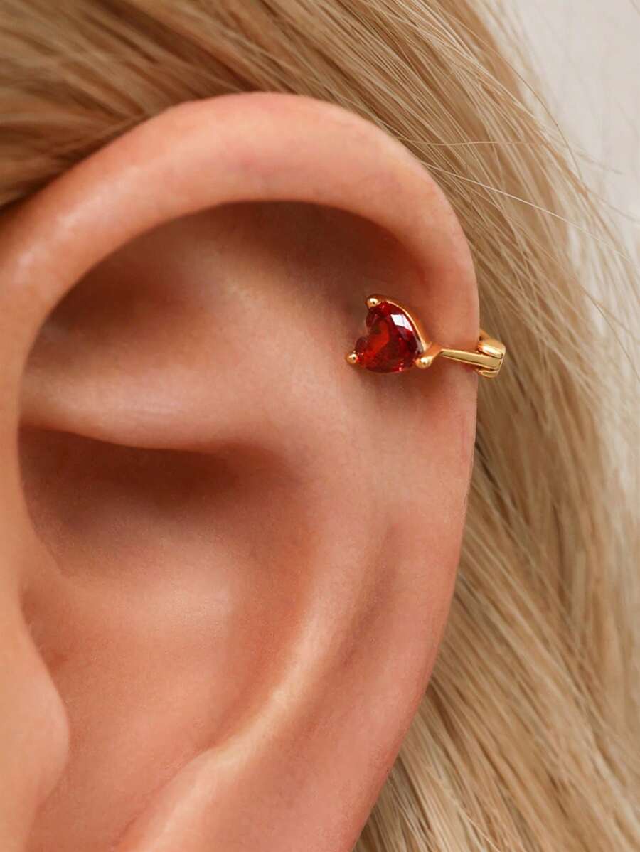 Tipo di stile:Orecchini a forma di cuore con rubino