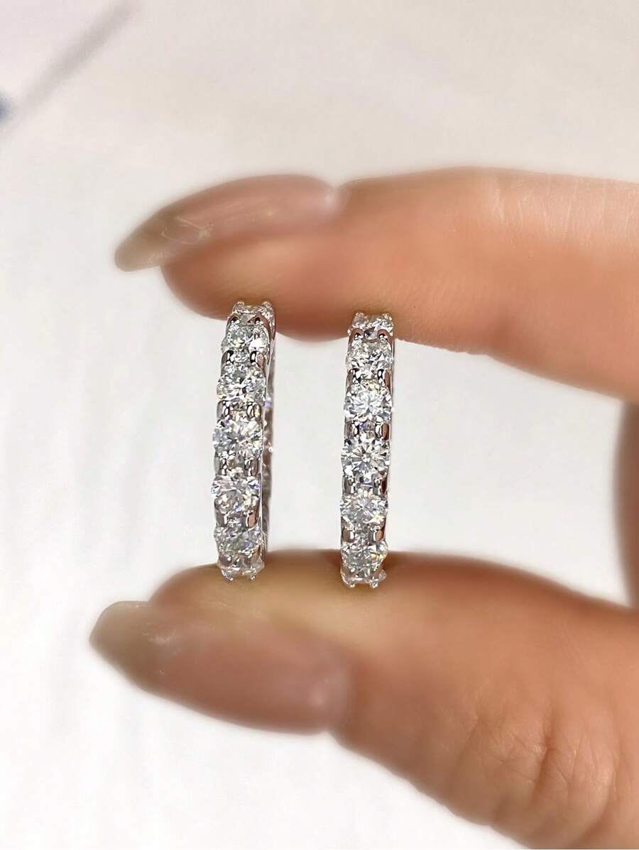 Tipo di stile:Orecchini moissanite con diamanti pieni