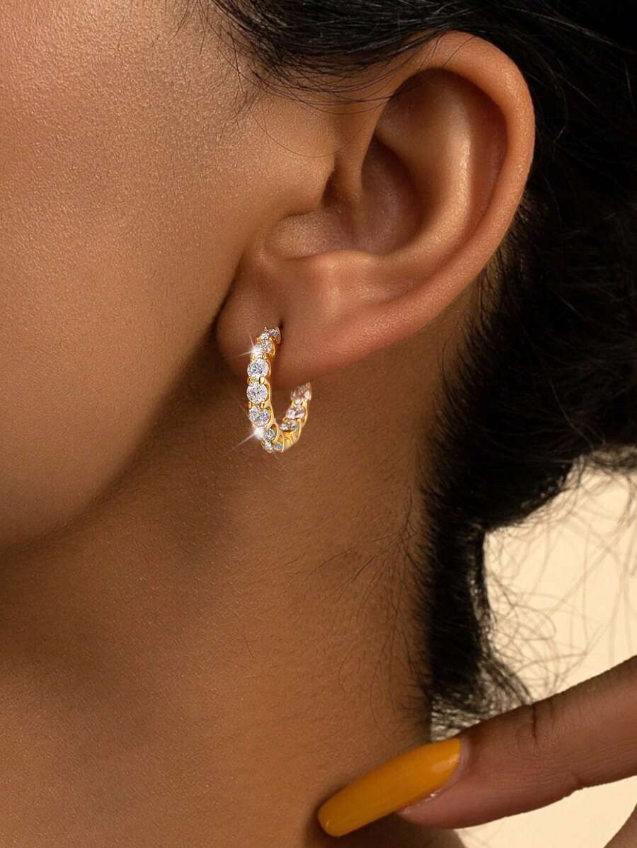 Tipo di stile:Orecchini moissanite con diamanti pieni