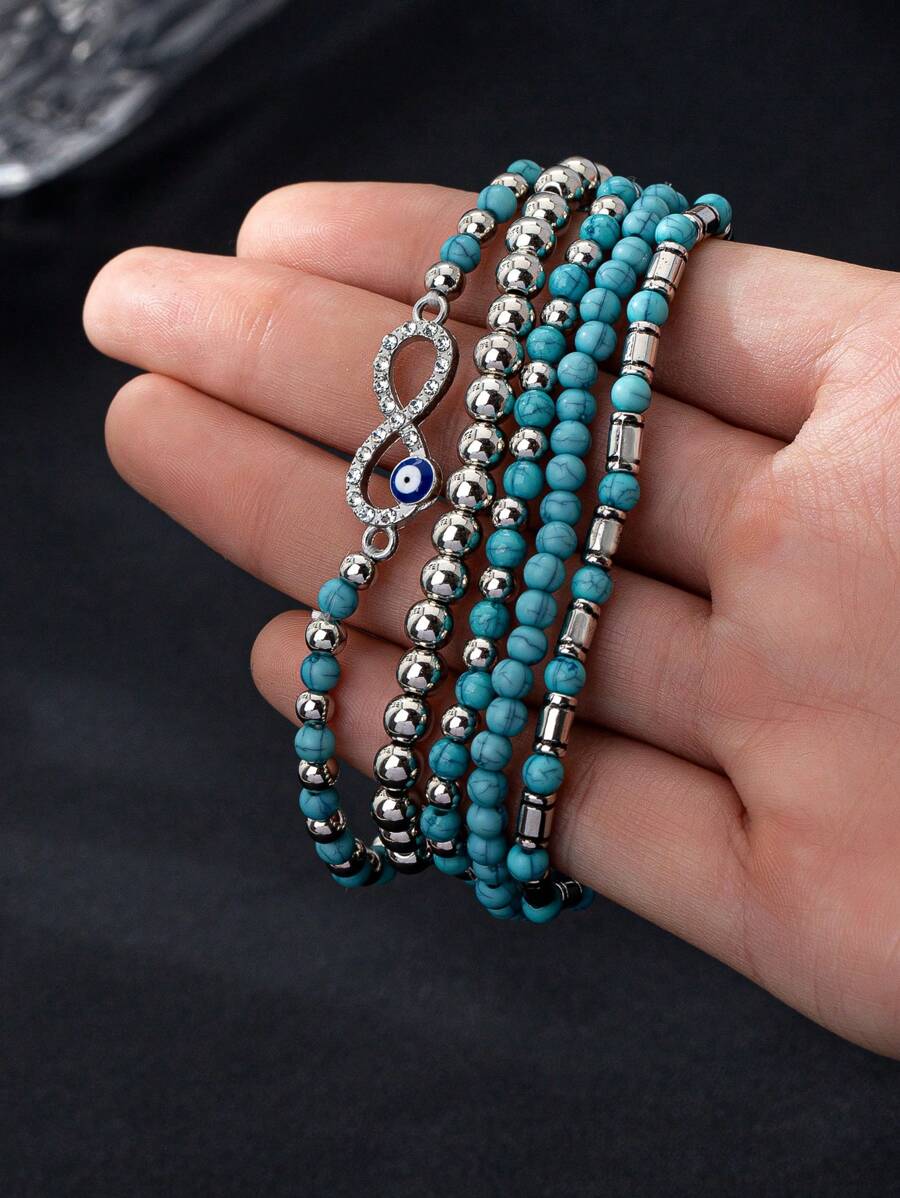 Tipo di stile:Set di braccialetti turchesi a forma di 8