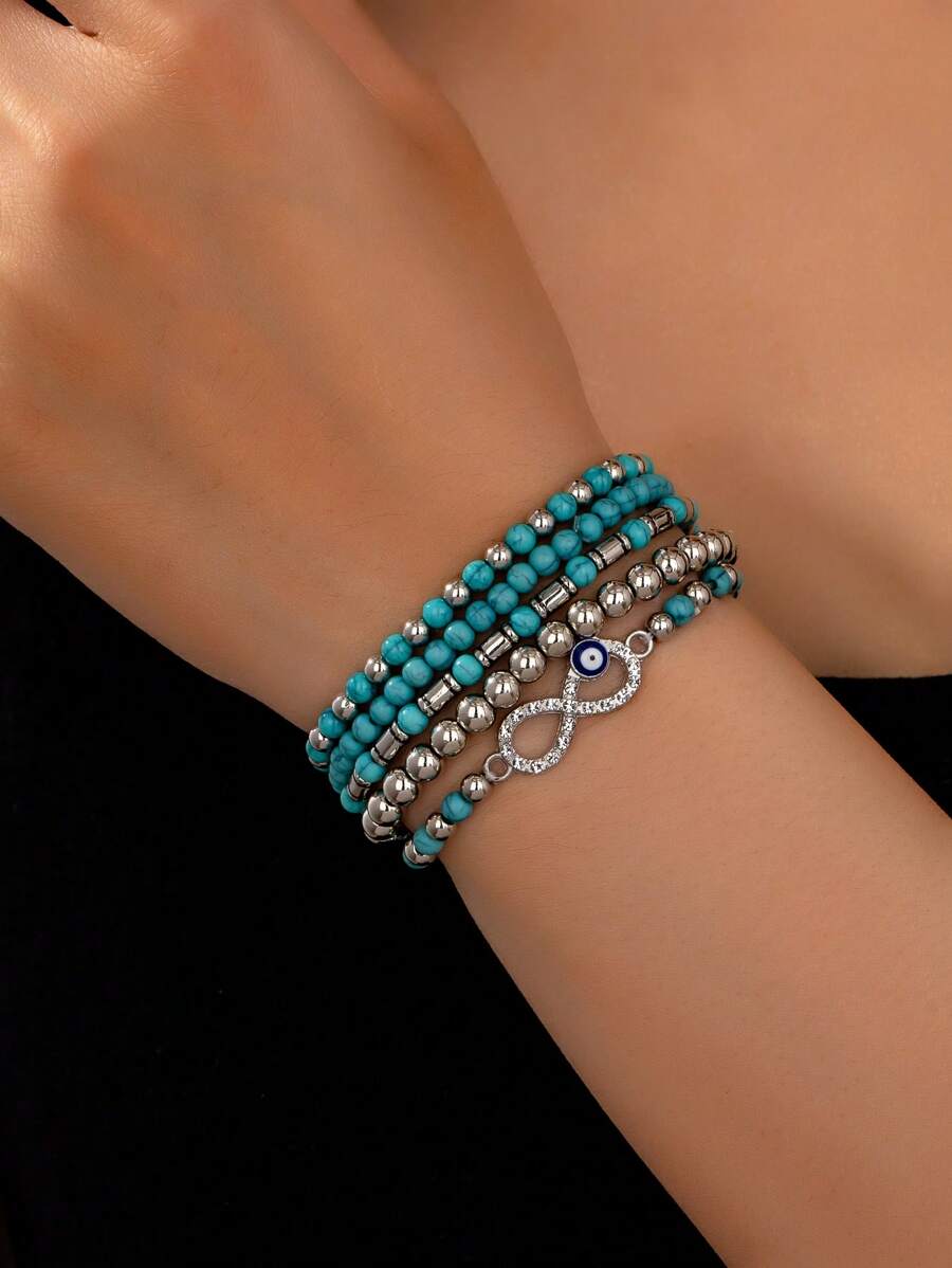 Tipo di stile:Set di braccialetti turchesi a forma di 8