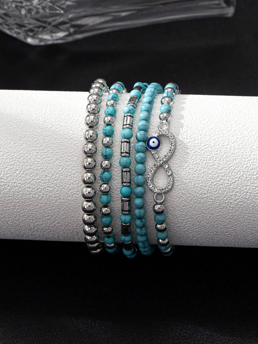 Tipo di stile:Set di braccialetti turchesi a forma di 8