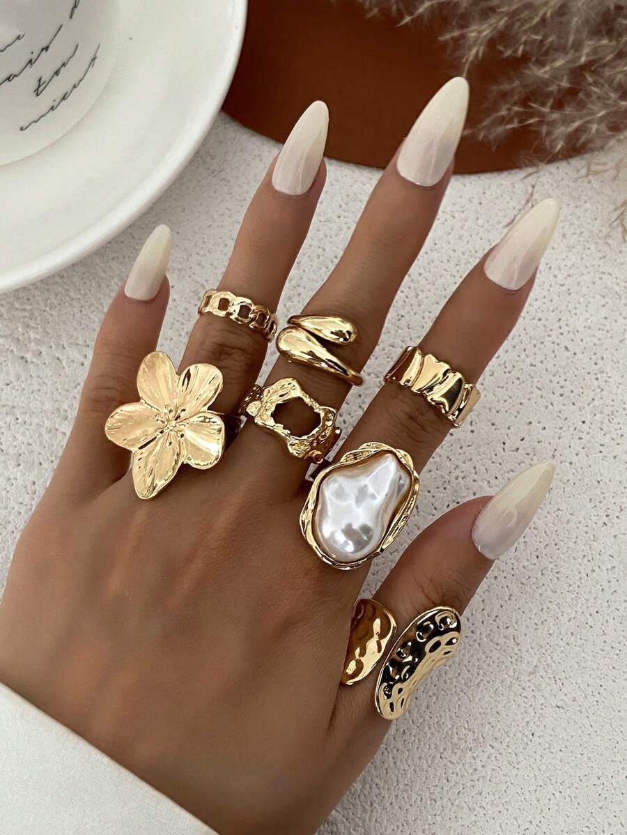 Tipo di stile:Set di 7 anelli a goccia