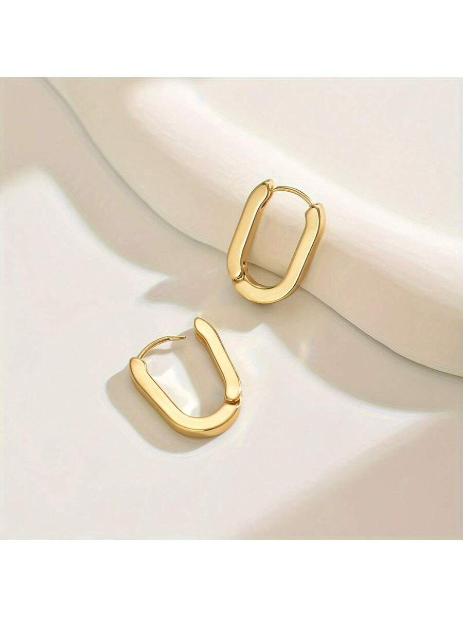 Colore:Orecchini quadrati a forma di U in oro
