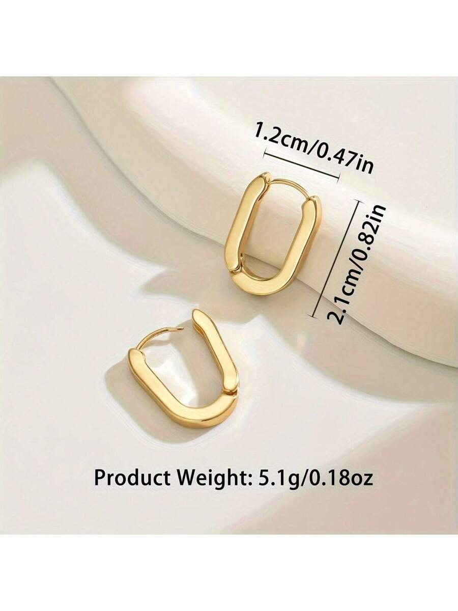 Colore:Orecchini quadrati a forma di U in oro