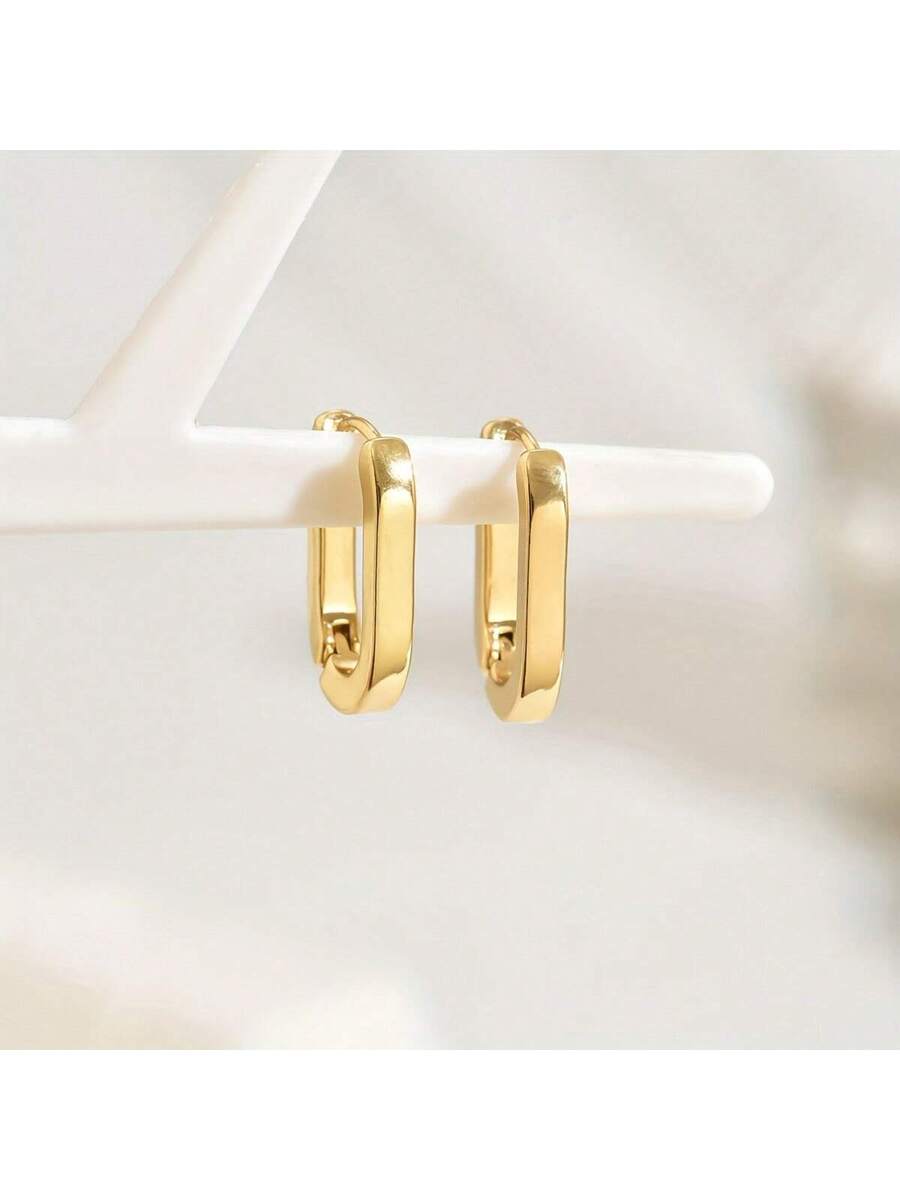 Colore:Orecchini quadrati a forma di U in oro